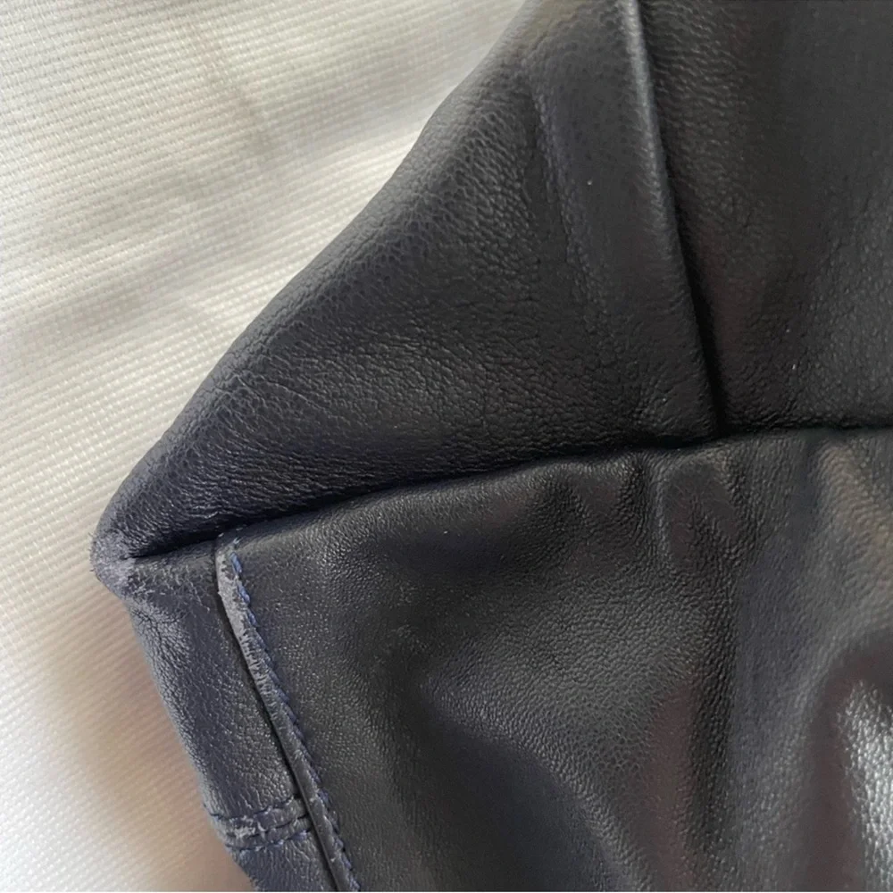 Dark Navy Blue Longchamp Le Pliage cuir - Picture 7 of 12